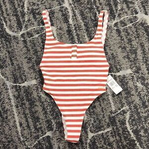 Roxy Stripped Ribbed Swimsuit S